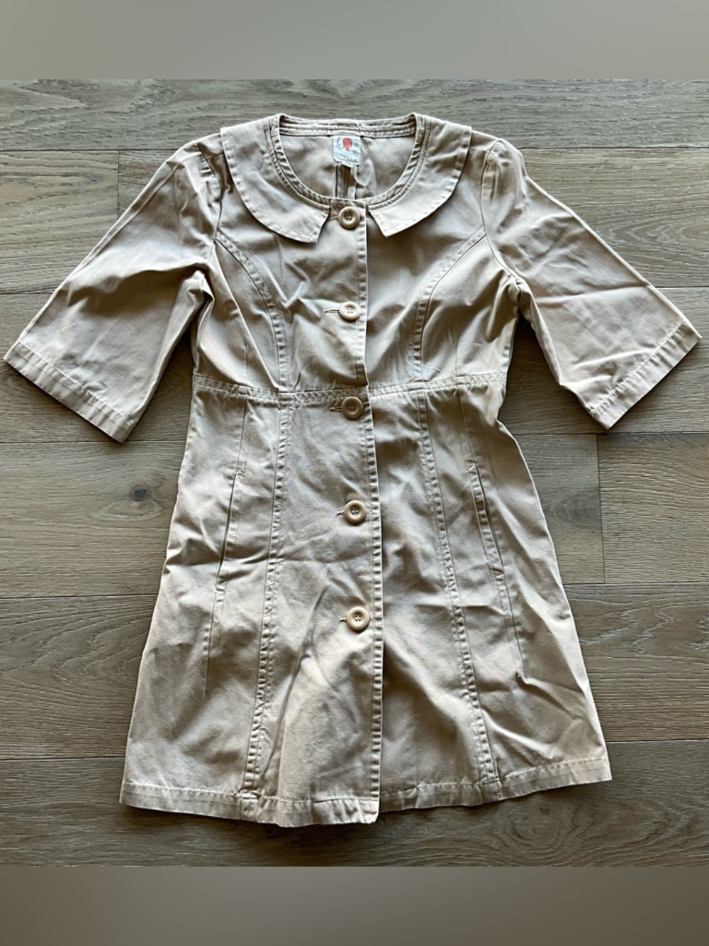 Tulle Neutral Beige Button-Front Top